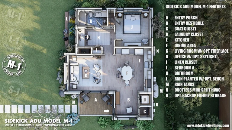3D Floor Plan of Sidekick Model M-1 Semi-Custom ADU 3D Floor Plan of Sidekick Model M-1 Semi-Custom ADU
