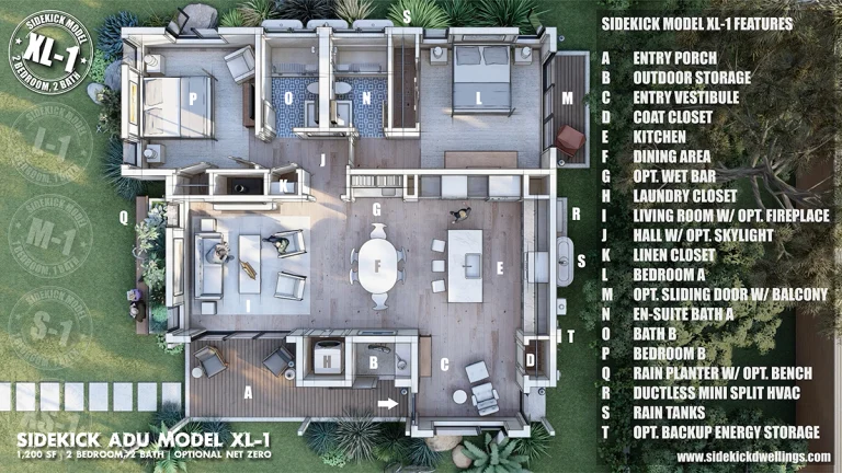 3D Floor Plan of Sidekick Model XL-1 Semi-Custom ADU 3D Floor Plan of Sidekick Model XL-1 Semi-Custom ADU